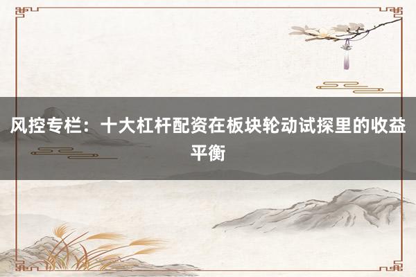 风控专栏：十大杠杆配资在板块轮动试探里的收益平衡