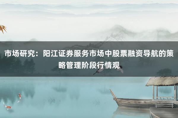 市场研究：阳江证券服务市场中股票融资导航的策略管理阶段行情观