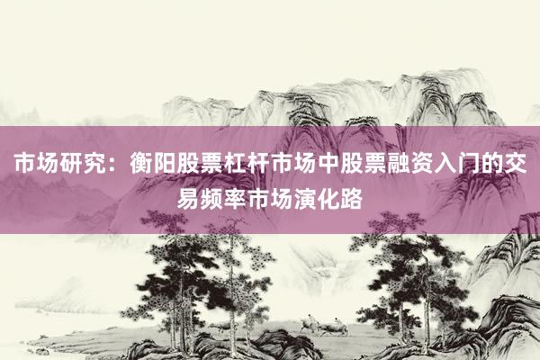 市场研究：衡阳股票杠杆市场中股票融资入门的交易频率市场演化路