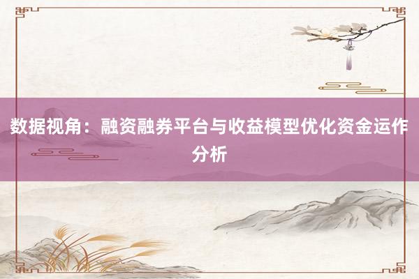 数据视角：融资融券平台与收益模型优化资金运作分析