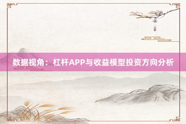 数据视角：杠杆APP与收益模型投资方向分析