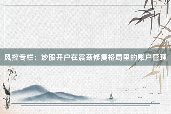 风控专栏：炒股开户在震荡修复格局里的账户管理