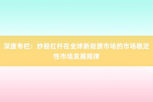 深度专栏：炒股杠杆在全球新能源市场的市场稳定性市场发展规律