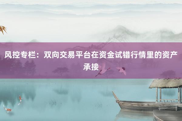 风控专栏：双向交易平台在资金试错行情里的资产承接