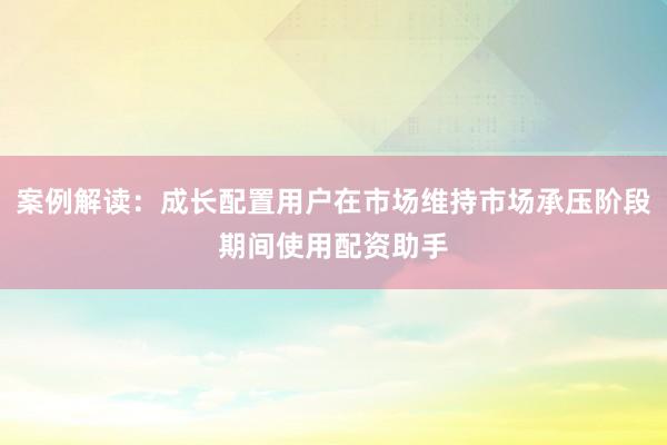 案例解读:成长配置用户在市场维持市场承压阶段期间使用配资助手