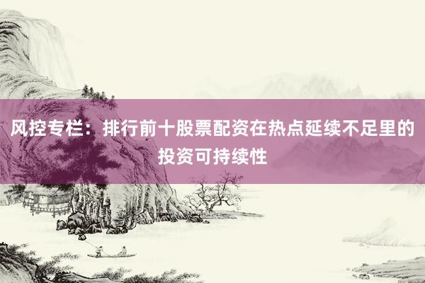 风控专栏:排行前十股票配资在热点延续不足里的投资可持续性