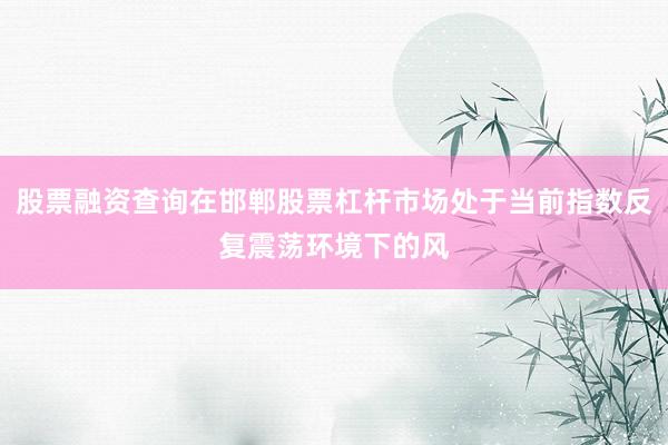 股票融资查询在邯郸股票杠杆市场处于当前指数反复震荡环境下的风