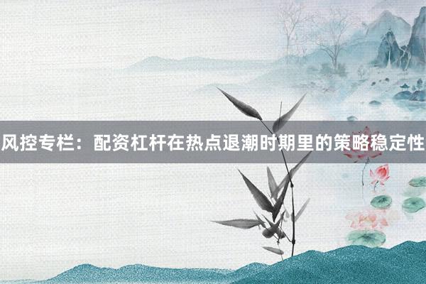 风控专栏：配资杠杆在热点退潮时期里的策略稳定性
