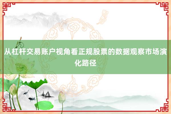 从杠杆交易账户视角看正规股票的数据观察市场演化路径