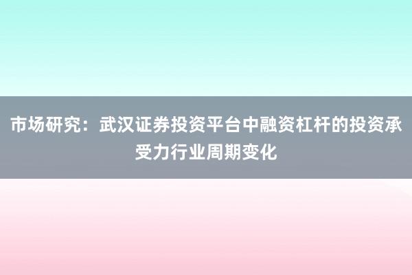 市场研究:武汉证券投资平台中融资杠杆的投资承受力行业周期变化