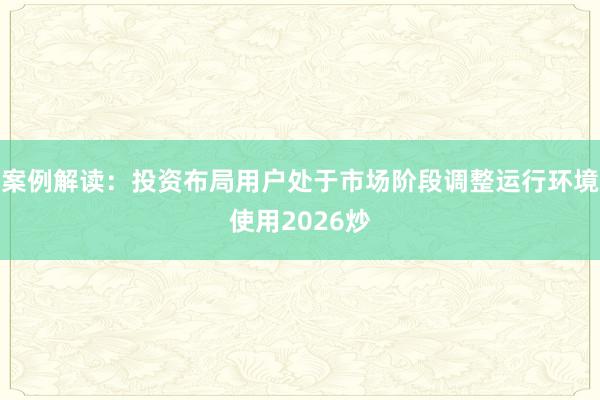案例解读：投资布局用户处于市场阶段调整运行环境使用2026炒
