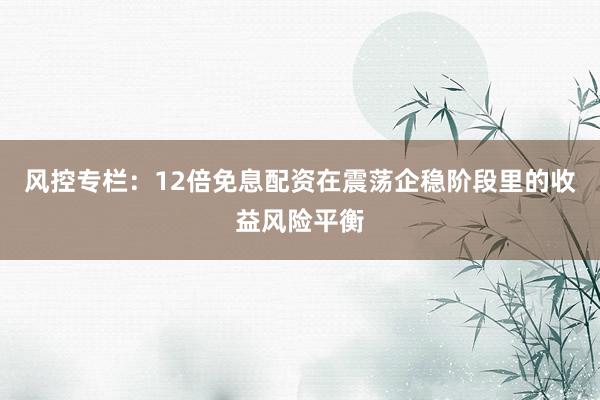 风控专栏：12倍免息配资在震荡企稳阶段里的收益风险平衡