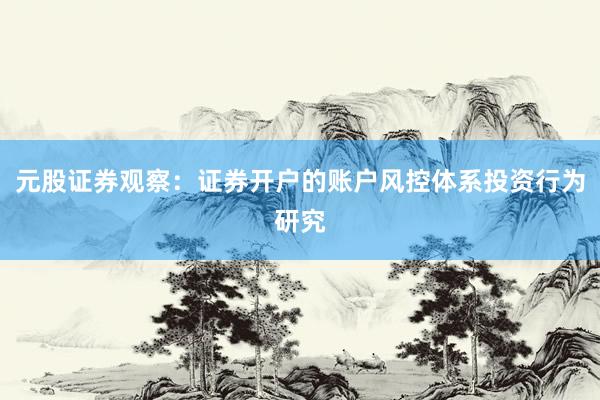 元股证券观察:证券开户的账户风控体系投资行为研究