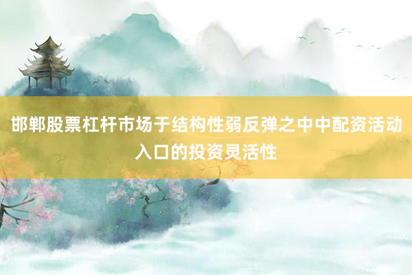 邯郸股票杠杆市场于结构性弱反弹之中中配资活动入口的投资灵活性