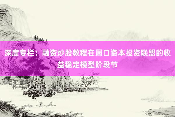 深度专栏:融资炒股教程在周口资本投资联盟的收益稳定模型阶段节