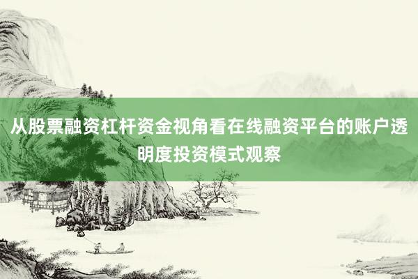从股票融资杠杆资金视角看在线融资平台的账户透明度投资模式观察