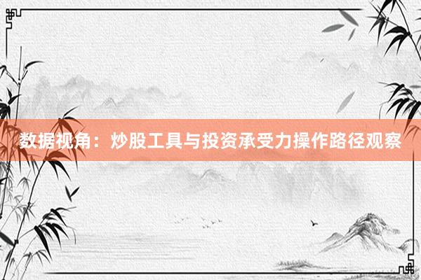 数据视角：炒股工具与投资承受力操作路径观察