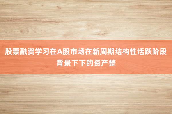 股票融资学习在A股市场在新周期结构性活跃阶段背景下下的资产整