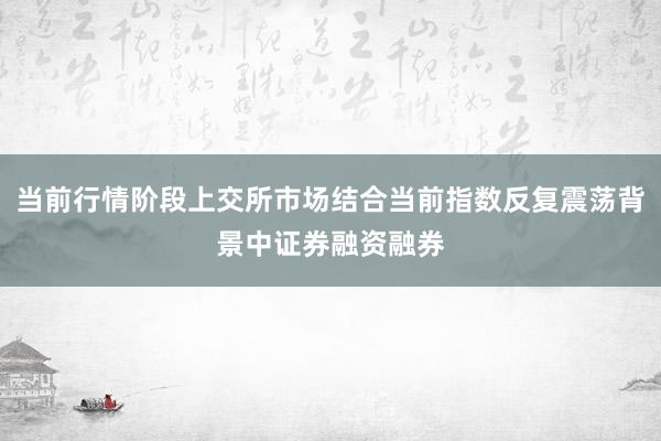 当前行情阶段上交所市场结合当前指数反复震荡背景中证券融资融券