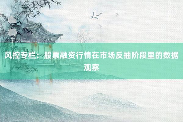风控专栏：股票融资行情在市场反抽阶段里的数据观察