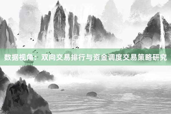 数据视角：双向交易排行与资金调度交易策略研究