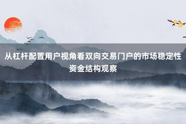 从杠杆配置用户视角看双向交易门户的市场稳定性资金结构观察