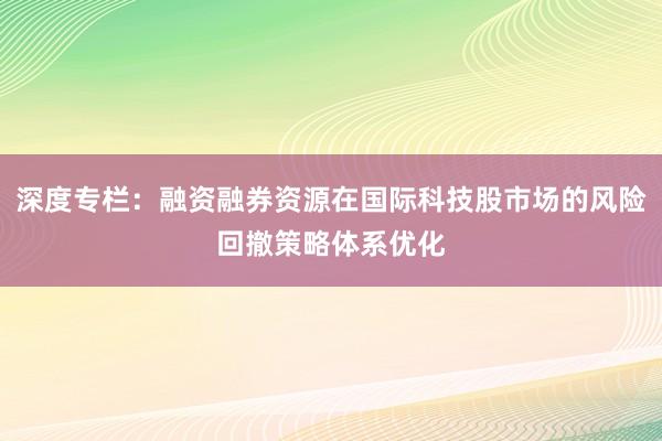 深度专栏:融资融券资源在国际科技股市场的风险回撤策略体系优化