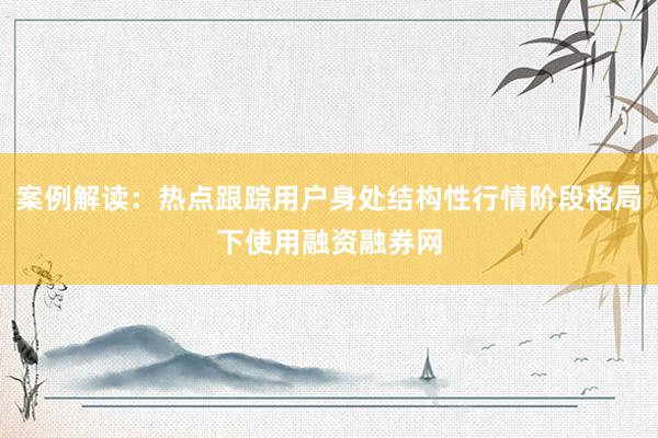 案例解读：热点跟踪用户身处结构性行情阶段格局下使用融资融券网