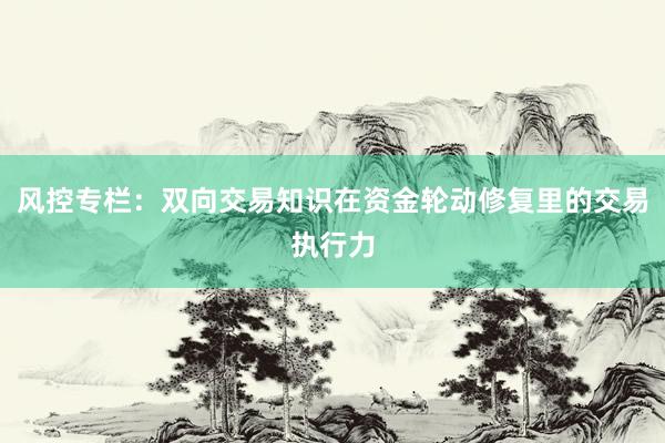 风控专栏：双向交易知识在资金轮动修复里的交易执行力