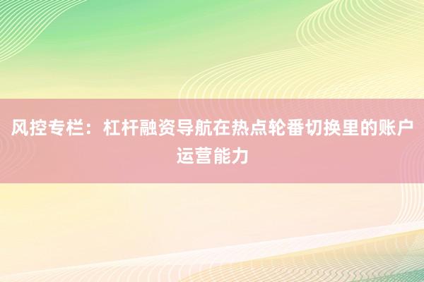 风控专栏：杠杆融资导航在热点轮番切换里的账户运营能力