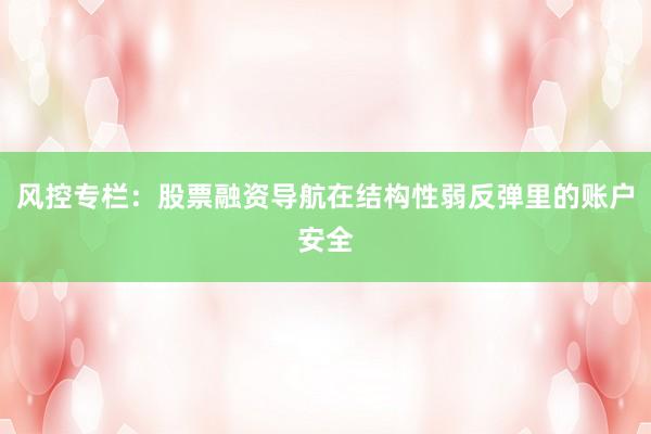 风控专栏：股票融资导航在结构性弱反弹里的账户安全