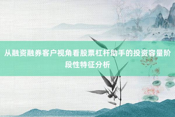 从融资融券客户视角看股票杠杆助手的投资容量阶段性特征分析