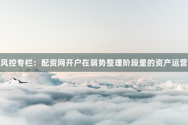 风控专栏:配资网开户在弱势整理阶段里的资产运营