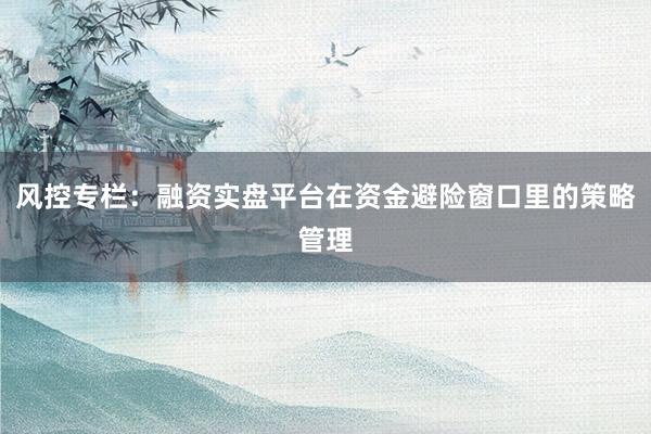风控专栏：融资实盘平台在资金避险窗口里的策略管理