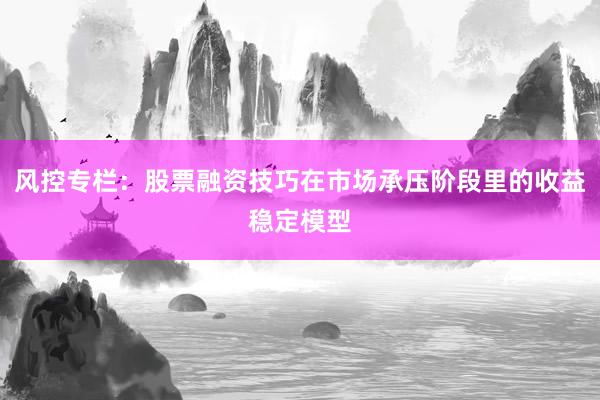风控专栏：股票融资技巧在市场承压阶段里的收益稳定模型
