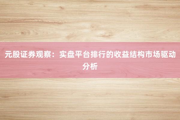 元股证券观察：实盘平台排行的收益结构市场驱动分析