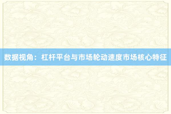 数据视角：杠杆平台与市场轮动速度市场核心特征