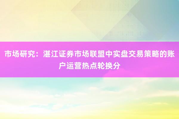 市场研究：湛江证券市场联盟中实盘交易策略的账户运营热点轮换分