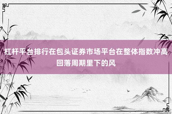 杠杆平台排行在包头证券市场平台在整体指数冲高回落周期里下的风