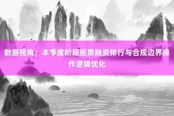 数据视角:本季度阶段股票融资排行与合规边界操作逻辑优化
