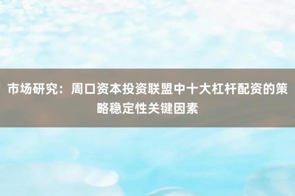 市场研究:周口资本投资联盟中十大杠杆配资的策略稳定性关键因素