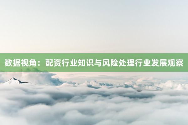 数据视角:配资行业知识与风险处理行业发展观察