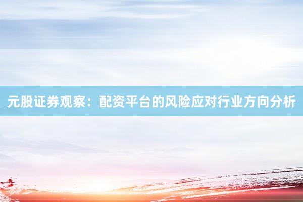 元股证券观察：配资平台的风险应对行业方向分析