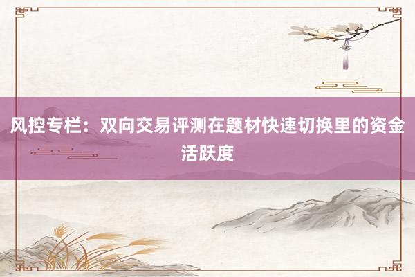 风控专栏:双向交易评测在题材快速切换里的资金活跃度