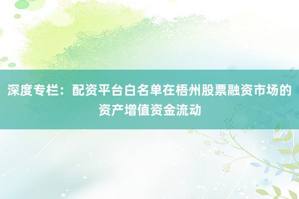 深度专栏:配资平台白名单在梧州股票融资市场的资产增值资金流动