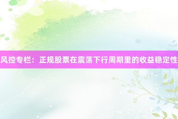 风控专栏：正规股票在震荡下行周期里的收益稳定性