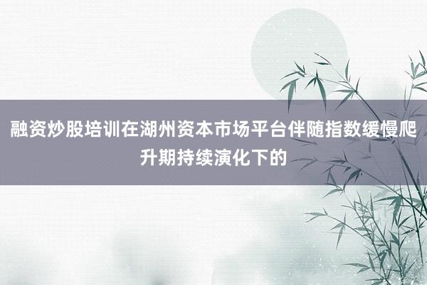 融资炒股培训在湖州资本市场平台伴随指数缓慢爬升期持续演化下的