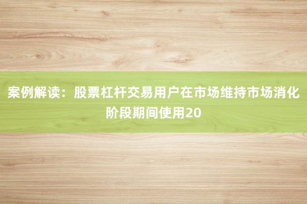 案例解读:股票杠杆交易用户在市场维持市场消化阶段期间使用20