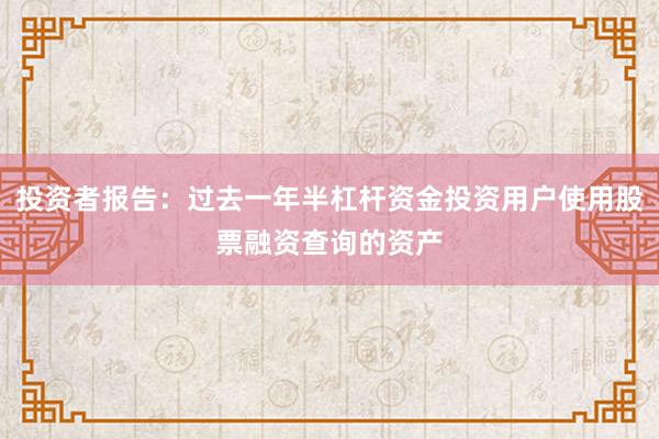 投资者报告：过去一年半杠杆资金投资用户使用股票融资查询的资产