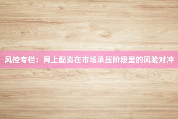 风控专栏：网上配资在市场承压阶段里的风险对冲